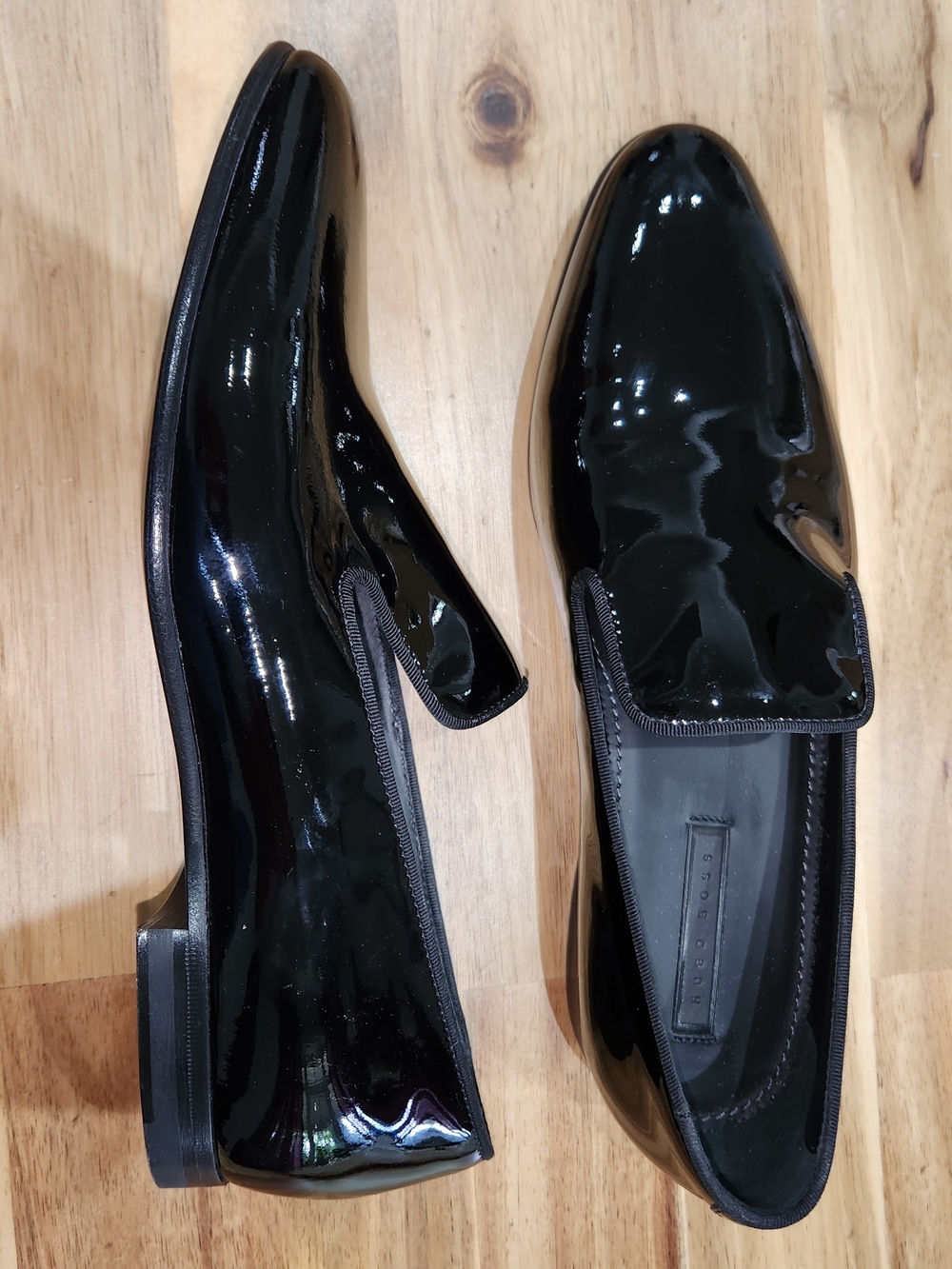 Hugo Boss Black Patent Leather Formal Slip-On Loafers Women’s EU 38 Made